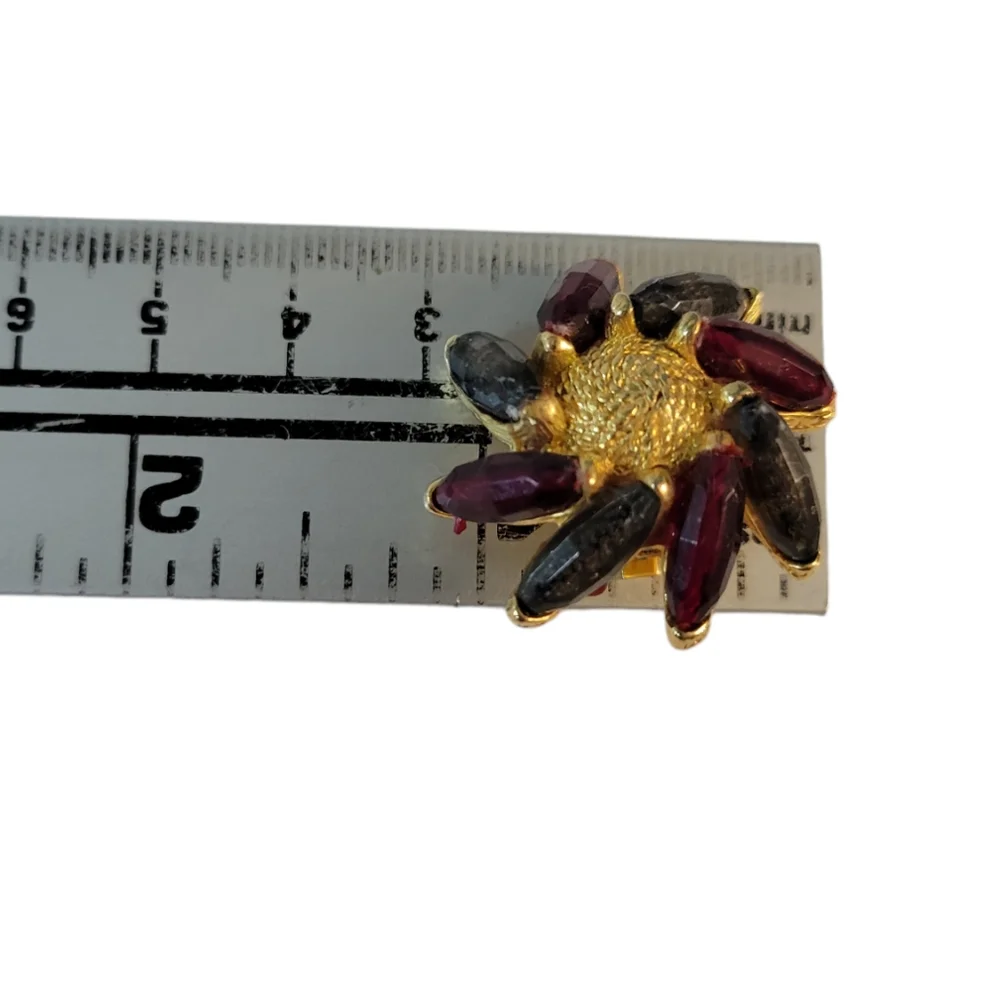 Vintage Pinwheel Flower Clip Earrings